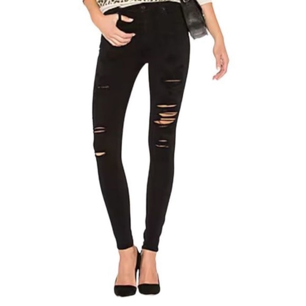 Agolde Sophie High Rise Skinny Jeans in Black Moonstruck Distressed Size 30